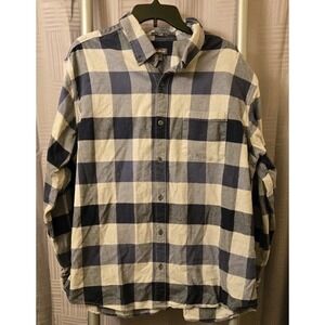 Eddie Bauer Men's XXL Plaid Flannel Shirt Blue Gray Cozy Outdoor Lumberjack